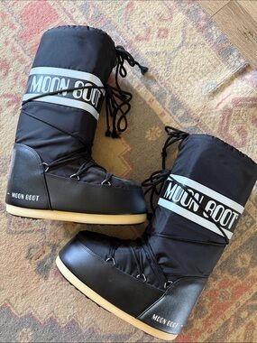 Moon Boot Black Boots with Cream Soles